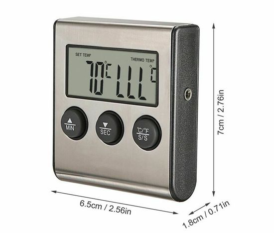 Кухонный термометр с выносным щупом + таймер UChef TP-700, для мяса, с магнитом и сигнализатором 7582 фото