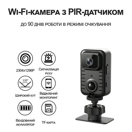 WiFi міні камера відеоспостереження з датчиком руху Digital Lion MD23, до 90 днів автономної роботи, з нічним баченням, бодікамера 1296P 1394 фото