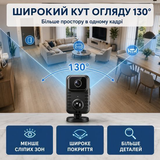 WiFi міні камера відеоспостереження з датчиком руху Digital Lion MD23, до 90 днів автономної роботи, з нічним баченням, бодікамера 1296P 1394 фото