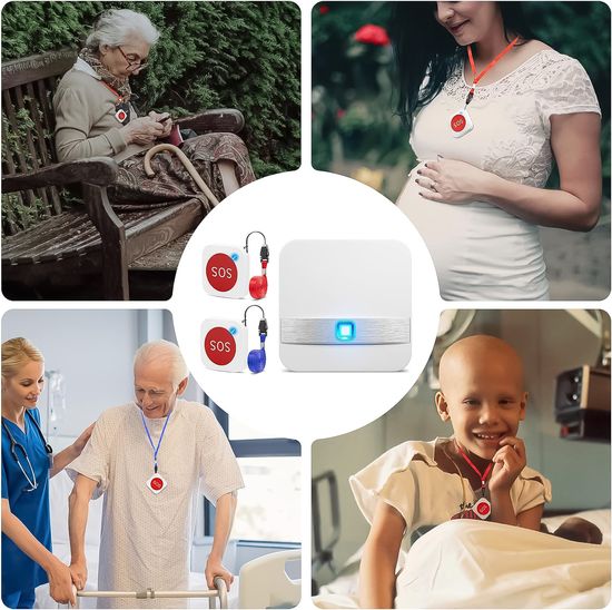 Бездротова система виклику персоналу / медсестри для літніх людей Digital Lion PAB-01-2, з 2 кнопками SOS, до 150м 1037 фото