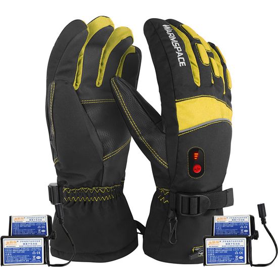 Зимние лыжные перчатки с двухсторонним подогревом uWarm GA800A, с регулировкой температуры, до 6 часов, 4000mAh, желтые, XL 0162 фото
