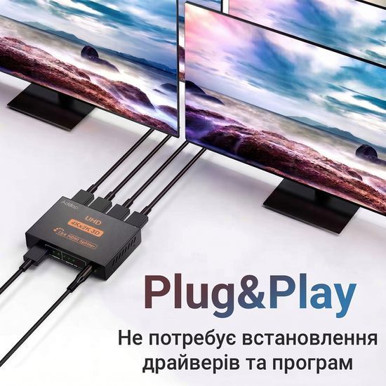 Активный HDMI разветвитель на 4 порта Addap HVS-02, четырехнаправленный видео сплиттер 4К 7583 фото
