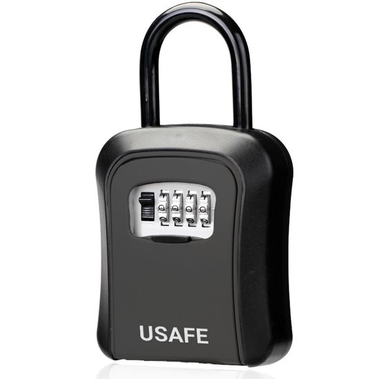 Підвісний металевий міні сейф для ключів uSafe KS-05, з гачком і паролем, Чорний 7632 фото