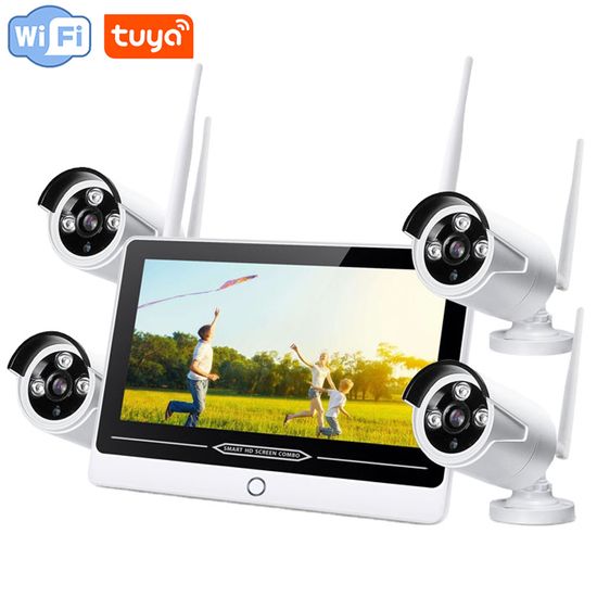 Беспроводной WiFi комплект видеонаблюдения на 4 камеры с монитором USmart ICK-03w, поддержка Tuya, 2 Мп, FullHD 7729 фото