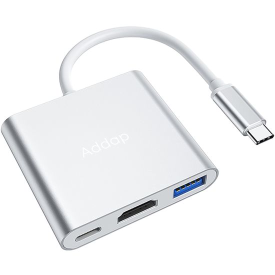 USB Type-C хаб 3в1: USB 3,0 + HDMI + Type-C, мультифункціональний розгалужувач для ноутбука Addap MH-06 7771 фото