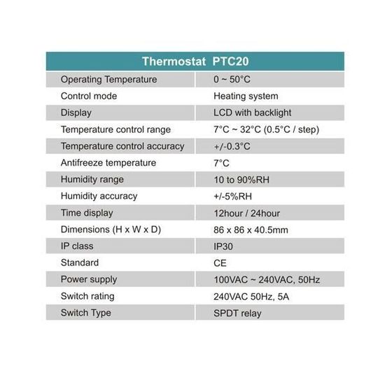 WiFi термостат для котла - терморегулятор с LCD дисплеем POER PTC20 5775 фото