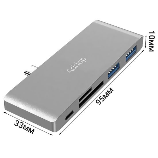 Мультифункціональний USB Type-C хаб Addap MH-07 | концентратор для ноутбука 5в1: USB 3,0 + SD + MicroSD + Type-C 7772 фото