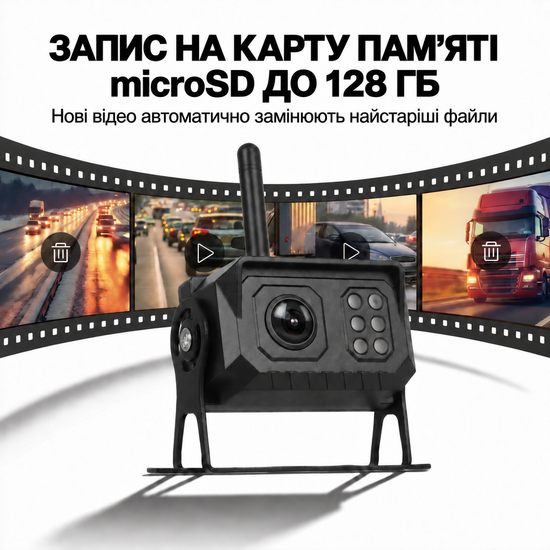 Бездротова камера заднього виду з монітором 7" Podofo A4429 для вантажівки, автобуса, фургона, паркувальний комплекс з відеореєстратором, BSD, IP68, 12-24 В 1395 фото