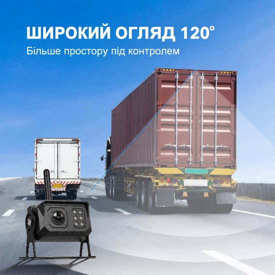 Бездротова камера заднього виду з монітором 7" Podofo A4429 для вантажівки, автобуса, фургона, паркувальний комплекс з відеореєстратором, BSD, IP68, 12-24 В 1395 фото
