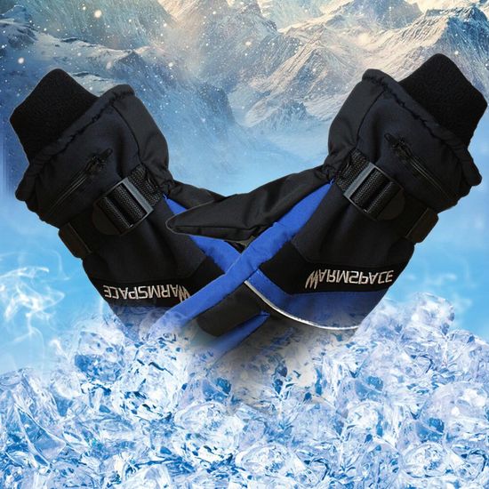 Зимние перчатки с подогревом лыжные uWarm GF0126H на батарейках, размер L, синие 7634 фото