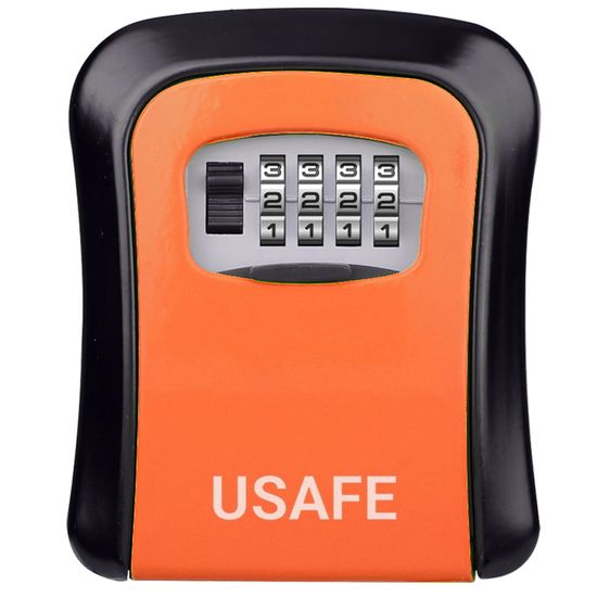 Антивандальний зовнішній міні сейф для ключів uSafe KS-03, з кодовим замком, настінний, Оранжевий 7695 фото