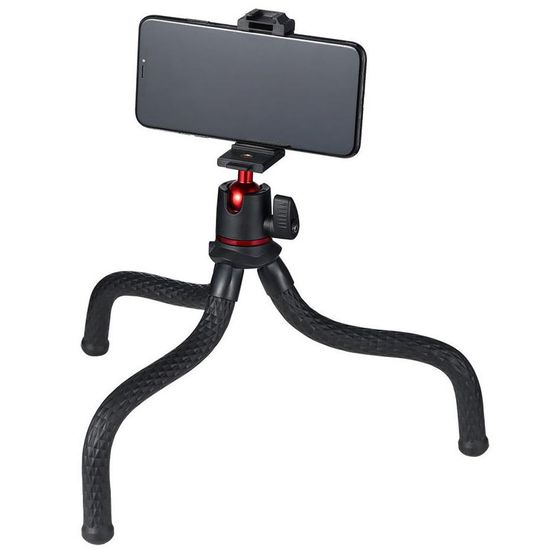 Гибкий штатив - осьминог с зажимом для телефона и винтом под камеру Andoer MT-40, 31 см, Черный 0219 фото