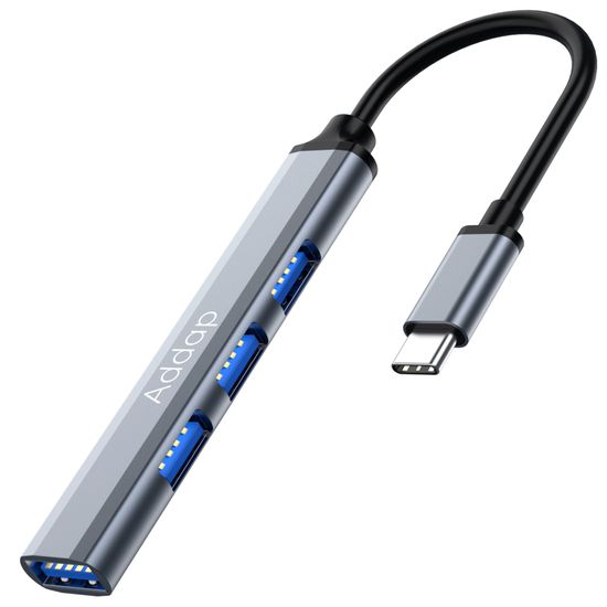 USB Type-C хаб, концентратор / разветвитель для ноутбука Addap UH-05С, на 4 порта USB, Gray 7809 фото