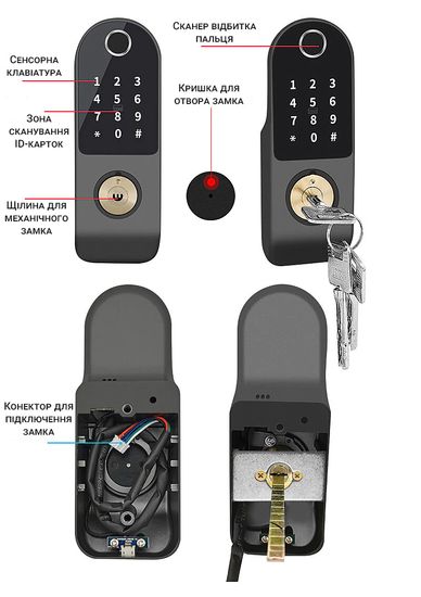 Розумний WiFi дверний замок з сканером відбитку пальця, паролем та замком USmart DL-01w, підтримка Tuya, iOS/Android 7732 фото