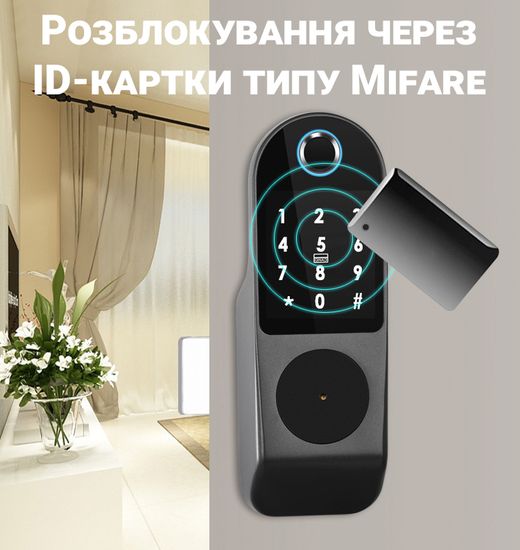 Умный WiFi дверной замок со сканером отпечатка пальца, паролем и замком USmart DL-01w, поддержка Tuya, iOS/Android 7732 фото