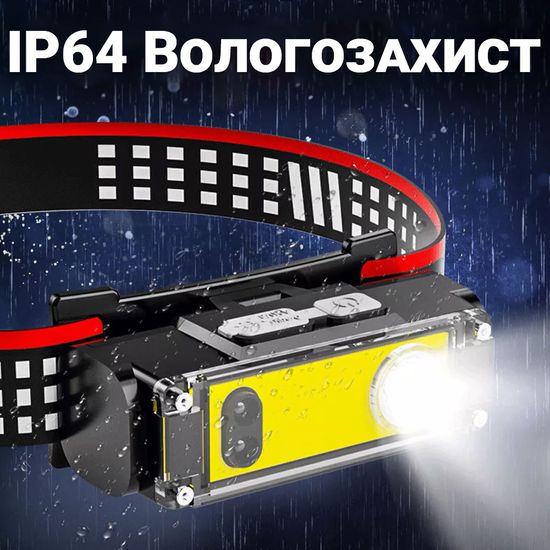 Аккумуляторный налобный светодиодный фонарь Bailong BL-T124, с датчиком движения и красным светом 0035 фото