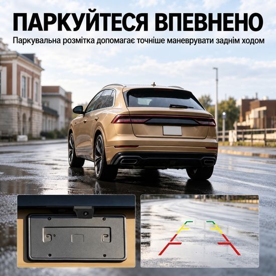 Камера заднего вида в ручку багажника Skoda Octavia A8, Kodiaq, Karoq, Superb / Audi Q3, Q5, Q7, A6 / VW Touareg Podofo A4745, AHD 720P, IP67 1396 фото