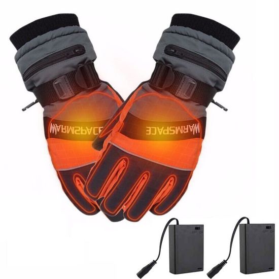 Зимние перчатки с подогревом лыжные uWarm GF0126H на батарейках, размер M, оранжевые 7633 фото