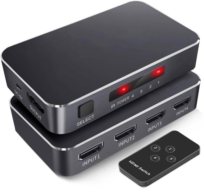 HDMI комутатор | світч на 4 порти Addap HVS-05, чотиринаправлений відео перемикач, 4К, Чорний 7773 фото