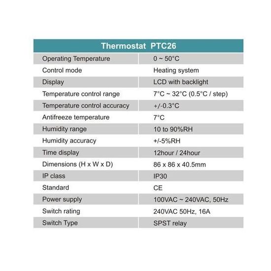 WiFi термостат для теплої підлоги - терморегулятор з LCD дисплеєм POER PTC26 5777 фото