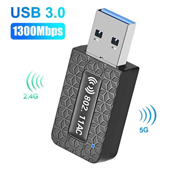 Скоростной сетевой USB WiFi адаптер Addap UWA-04, двухдиапазонный 2.4 ГГц + 5 ГГц беспроводной приемник, 1300 Мбит/с 0127 фото