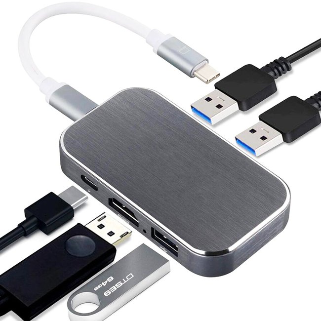 USB Type-C хаб / розгалужувач для ноутбука Addap MH-08, багатопортовий концентратор 5в1: 3 x USB 3,0 + Type-C + HDMI 7774 фото