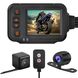 Мото видеорегистратор с 2 камерами Podofo W8122, для переднего и заднего обзора мотоцикла, Full HD 1080P 1200 фото 1