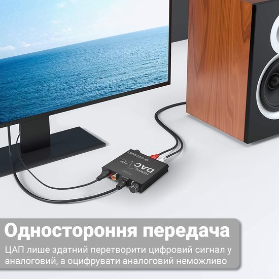 Цифро-аналоговый преобразователь звукового сигнала с оптического Toslink (SPDIF) и коаксиального на RCA и mini Jack 3.5 мм Addap DAC-01