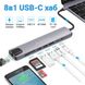 Мультифункціональний USB Type-C хаб Addap MH-04, 8 в 1: HDMI / HDTV + PD + USB C + SD + TF + RJ45 7587 фото 4