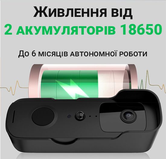 Умный дверной видеодомофон с WiFi и датчиком движения USmart VDB-01w, видеозвонок + приемник с поддержкой Tuya, Black 7734 фото