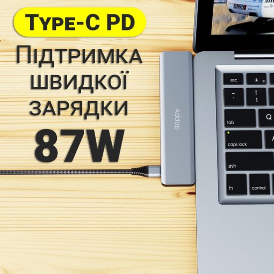 USB Type-C хаб 7в1 Addap MH-10, порт-репликатор для Macbook на 7 портов: 2 x USB 3,0 + 2 x Type-C + HDMI + SD + MicroSD 7776 фото