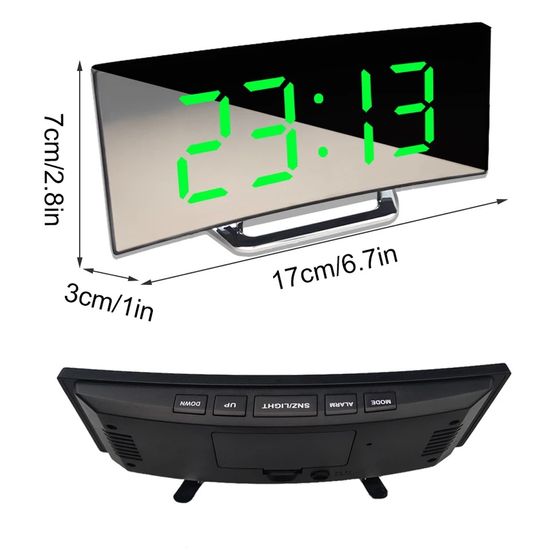 Зеркальные электронные настольные часы DT 6507 с зеленой подсветкой, термометром и будильником 7453 фото