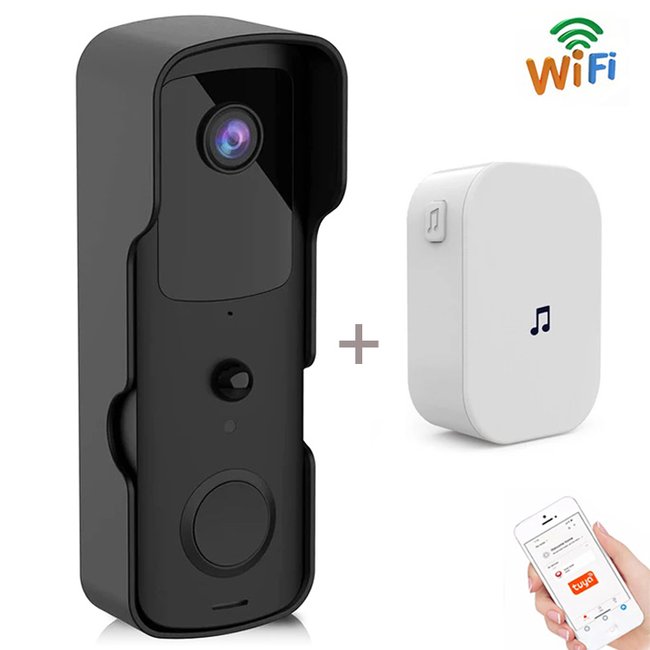 Розумний дверний відеодомофон з WiFi та датчиком руху USmart VDB-01w, відеодзвінок + приймач із підтримкою Tuya, Black 7734 фото