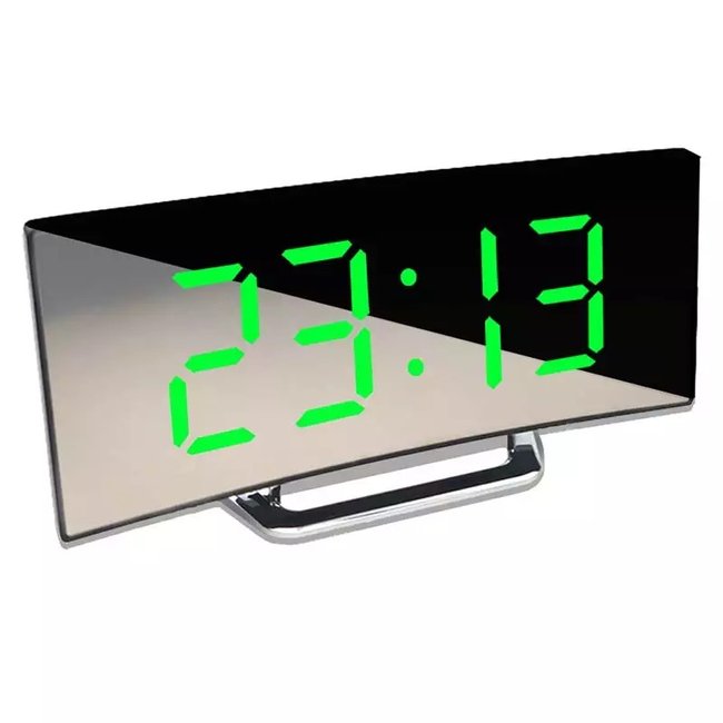 Дзеркальний електронний настільний годинник DT 6507 із зеленим підсвічуванням, термометром і будильником 7453 фото