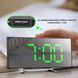 Дзеркальний електронний настільний годинник DT 6507 із зеленим підсвічуванням, термометром і будильником 7453 фото 9