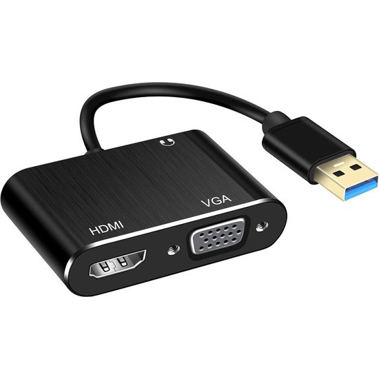 Многофункциональный переходник с USB 3.0 на 2 порта Addap MH-12: HDMI + VGA для передачи видео 0210 фото