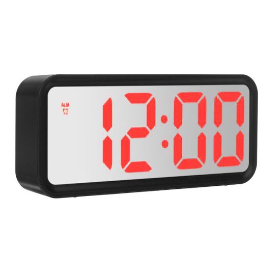 Зеркальные настольные LED часы с будильником и термометром DT 6508, чёрные с красной подсветкой 7455 фото
