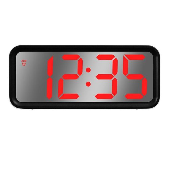 Дзеркальний настільний LED годинник з будильником і термометром DT 6508, чорний з червоною підсвіткою 7455 фото