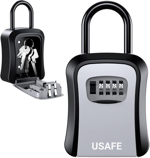 Подвесной металлический мини сейф для ключей uSafe KS-05, с крючком и паролем, Серый 7544 фото