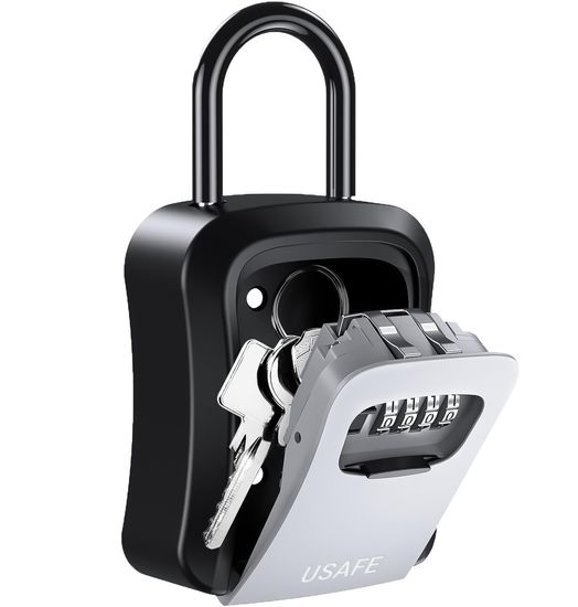 Подвесной металлический мини сейф для ключей uSafe KS-05, с крючком и паролем, Серый 7544 фото