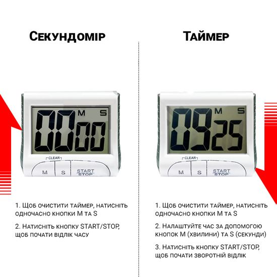 Таймер кухонний цифровий TM001 з функцією секундоміра і звуковою індикацією 7456 фото