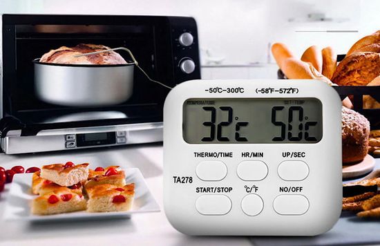 Кухонний цифровий термометр + кулінарний таймер UChef TA-278, з виносним щупом та сигналізатором 7409 фото