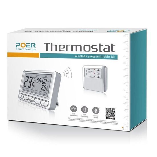 Беспроводной термостат для электрокотла, бойлера или теплого пола Poer PTC16, с беспроводным терморегулятором 5084 фото