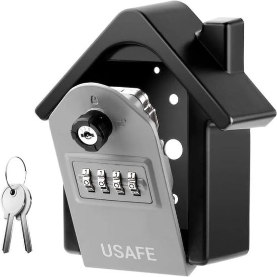 Антивандальний зовнішній міні сейф для ключів uSafe KS-06, в формі будинку, з кодовим замком і ключем, настінний, Сірий 7545 фото