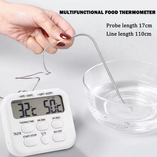 Кухонный цифровой термометр + кулинарный таймер UChef TA-278, с выносным щупом и сигнализатором 7409 фото