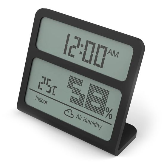 Цифровой термогигрометр DHT012 | Часы с термометром, гигрометром и календарем, Черный 7457 фото
