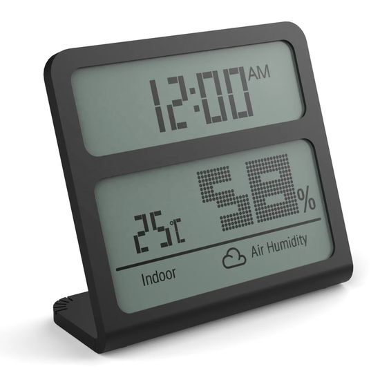 Цифровий термогігрометр DHT012 | Годинник з термометром, гігрометром та календарем, Чорний 7457 фото
