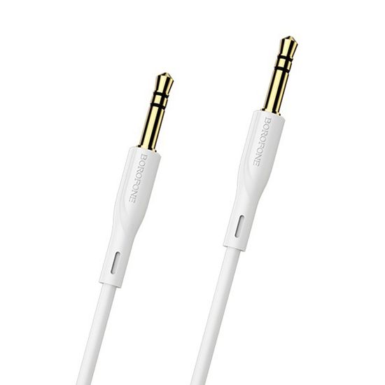Аудио кабель Borofone BL1 AUX 3pin 3.5 мм на 3pin 3,5 мм, 1m, White 0042 фото