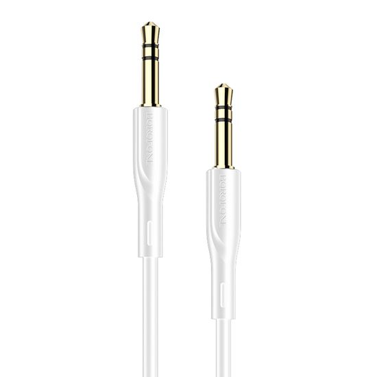 Аудіо кабель Borofone BL1 | AUX 3pin 3.5 мм на 3pin 3,5 мм, 1m, White 0042 фото