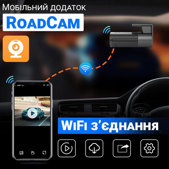 Автомобильный видеорегистратор с WiFi доступом Podofo W7758, поворотная камера, FullHD 1080P 1203 фото